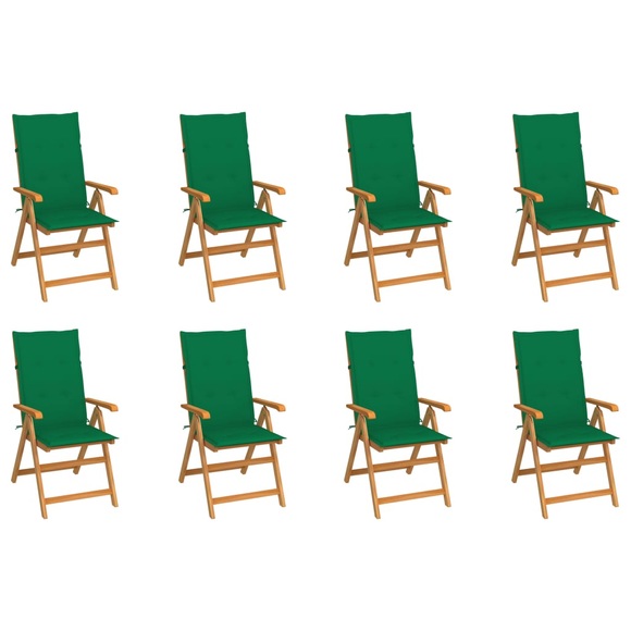 vidaXL Garten-Liegestühle mit Kissen 8 Stk. Massivholz Teak