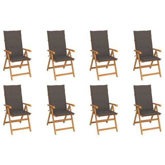 vidaXL Garten-Liegestühle mit Kissen 8 Stk. Massivholz Teak