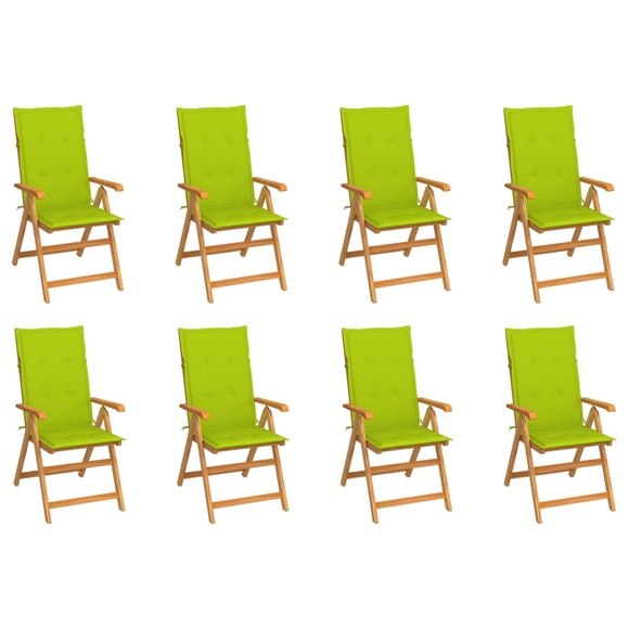vidaXL Garten-Liegestühle mit Kissen 8 Stk. Massivholz Teak