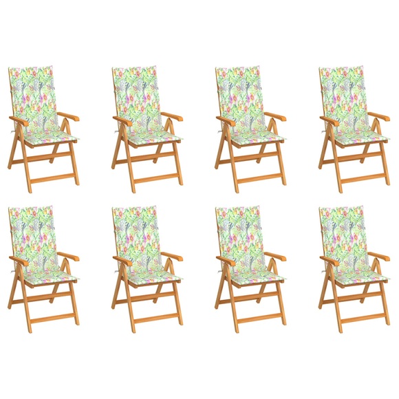vidaXL Garten-Liegestühle mit Kissen 8 Stk. Massivholz Teak