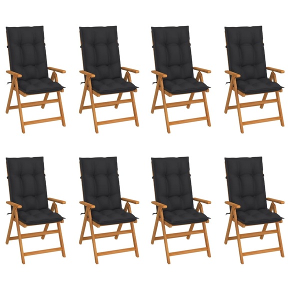 vidaXL Garten-Liegestühle mit Kissen 8 Stk. Massivholz Teak