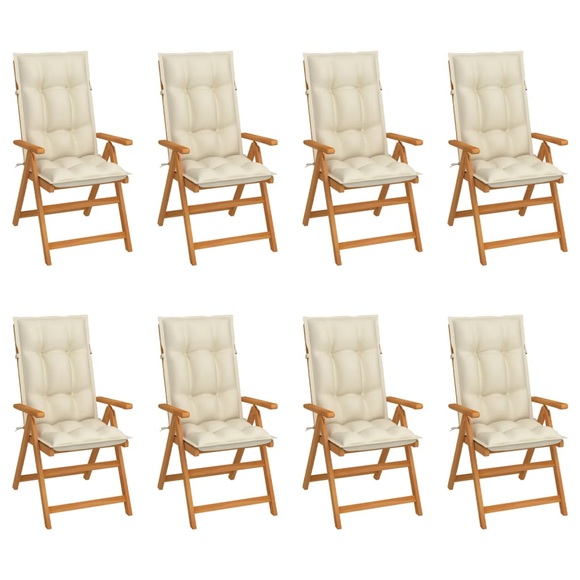 vidaXL Garten-Liegestühle mit Kissen 8 Stk. Massivholz Teak