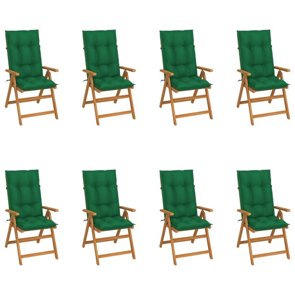 vidaXL Garten-Liegestühle mit Kissen 8 Stk. Massivholz Teak