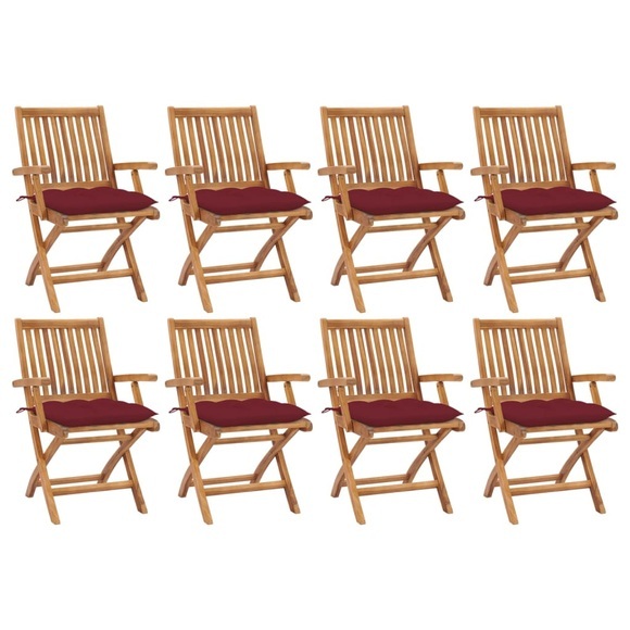vidaXL Klappbare Gartenstühle mit Kissen 8 Stk. Massivholz Teak