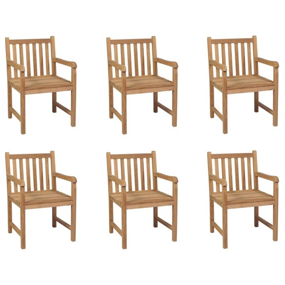 vidaXL Gartenstühle 6 Stk. Massivholz Teak