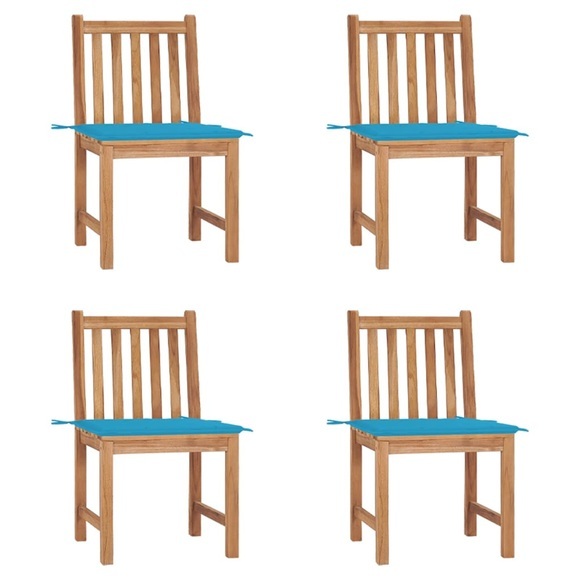 vidaXL Gartenstühle 4 Stk. mit Kissen Massivholz Teak