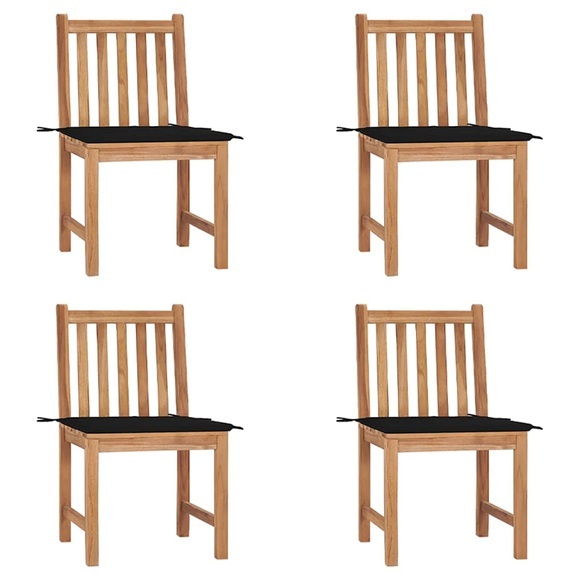 vidaXL Gartenstühle 4 Stk. mit Kissen Massivholz Teak