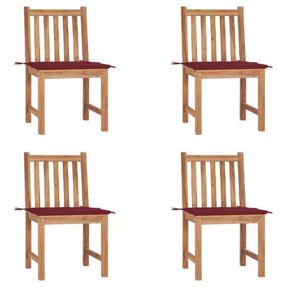 vidaXL Gartenstühle 4 Stk. mit Kissen Massivholz Teak