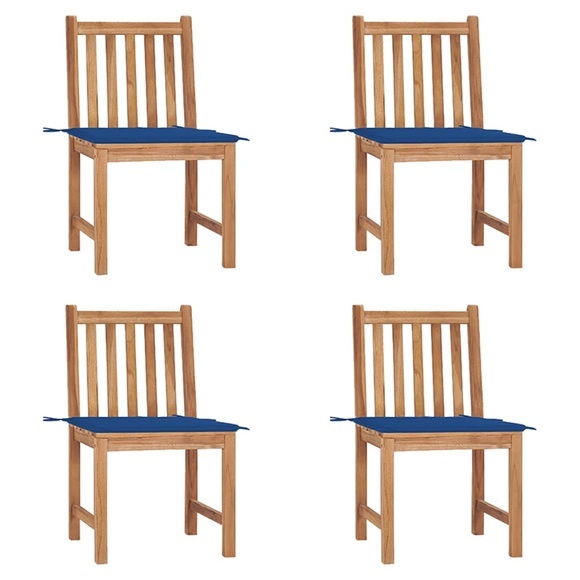 vidaXL Gartenstühle 4 Stk. mit Kissen Massivholz Teak