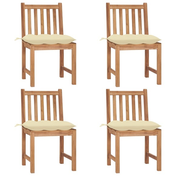 vidaXL Gartenstühle 4 Stk. mit Kissen Massivholz Teak