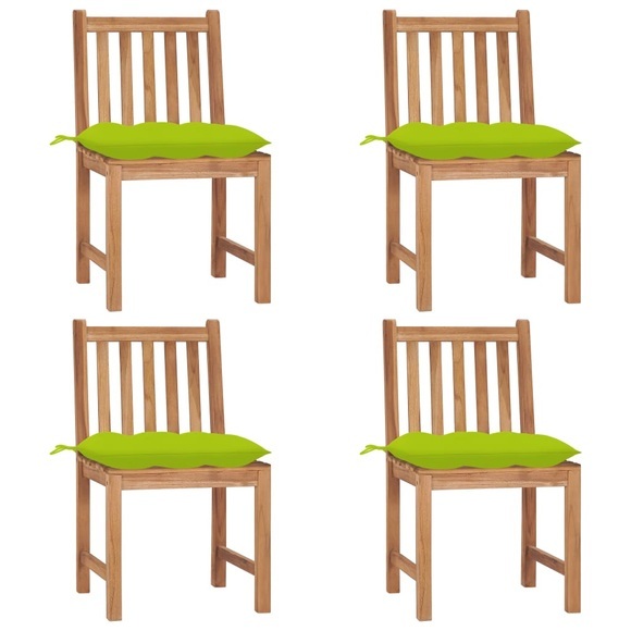 vidaXL Gartenstühle 4 Stk. mit Kissen Massivholz Teak