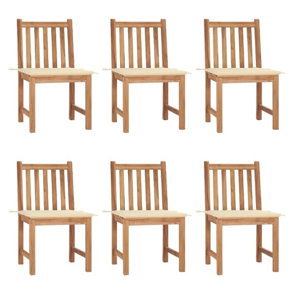 vidaXL Gartenstühle 6 Stk. mit Kissen Massivholz Teak