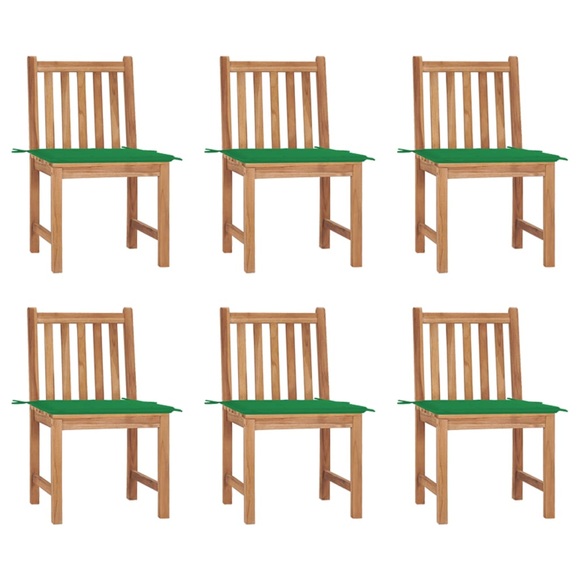 vidaXL Gartenstühle 6 Stk. mit Kissen Massivholz Teak