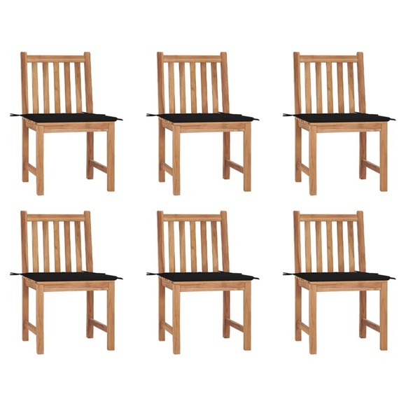 vidaXL Gartenstühle 6 Stk. mit Kissen Massivholz Teak