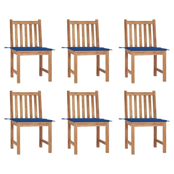 vidaXL Gartenstühle 6 Stk. mit Kissen Massivholz Teak