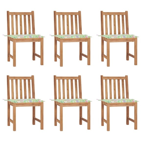 vidaXL Gartenstühle 6 Stk. mit Kissen Massivholz Teak