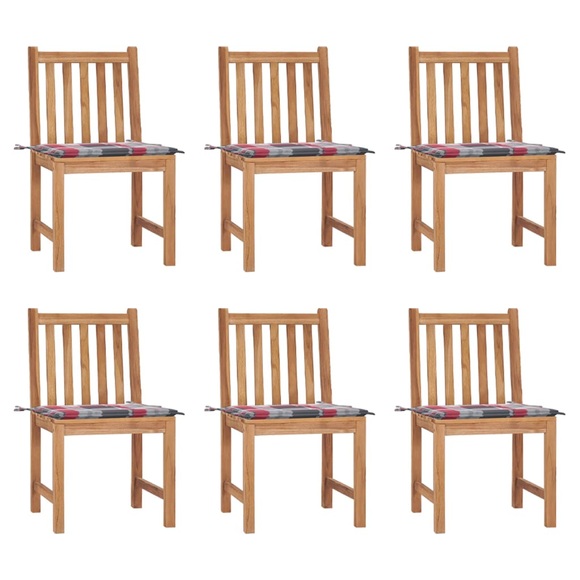 vidaXL Gartenstühle 6 Stk. mit Kissen Massivholz Teak