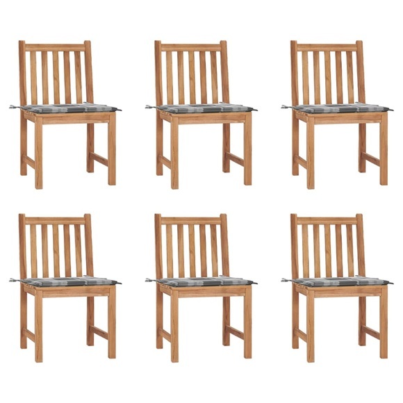 vidaXL Gartenstühle 6 Stk. mit Kissen Massivholz Teak