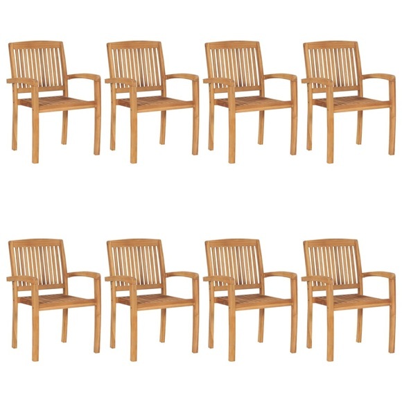 vidaXL Stapelbare Gartenstühle 8 Stk. Massivholz Teak