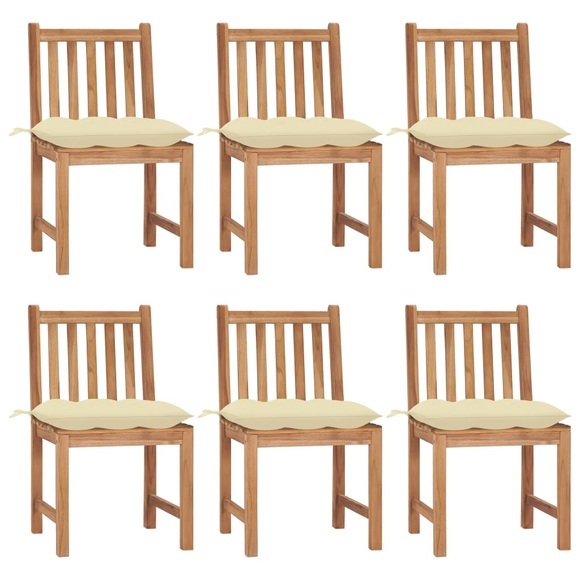 vidaXL Gartenstühle 6 Stk. mit Kissen Massivholz Teak