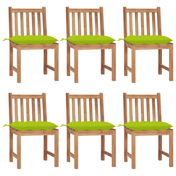vidaXL Gartenstühle 6 Stk. mit Kissen Massivholz Teak