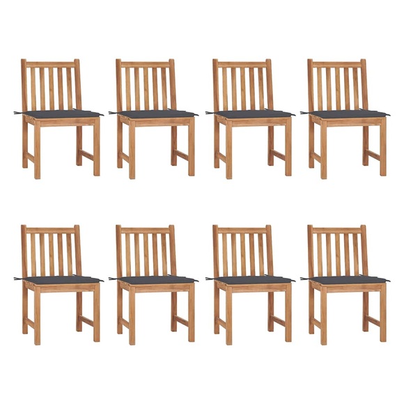 vidaXL Gartenstühle 8 Stk. mit Kissen Massivholz Teak
