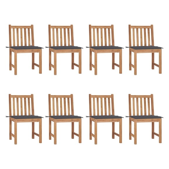 vidaXL Gartenstühle 8 Stk. mit Kissen Massivholz Teak