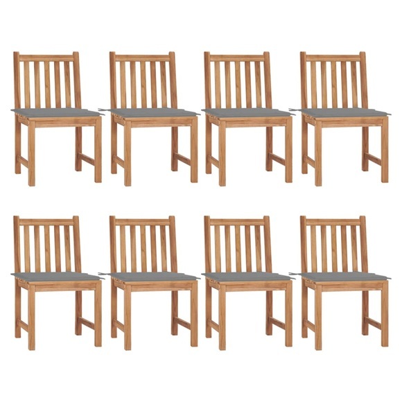 vidaXL Gartenstühle 8 Stk. mit Kissen Massivholz Teak