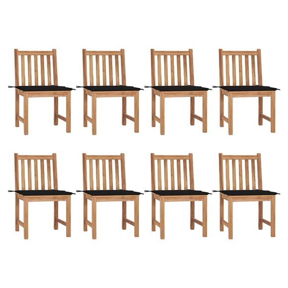 vidaXL Gartenstühle 8 Stk. mit Kissen Massivholz Teak