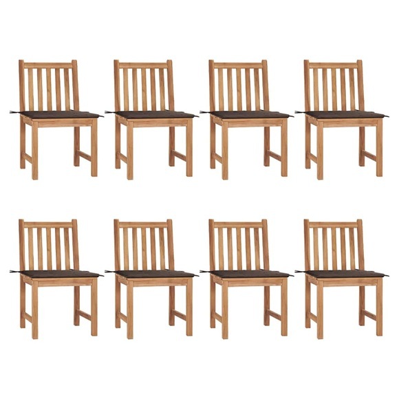 vidaXL Gartenstühle 8 Stk. mit Kissen Massivholz Teak