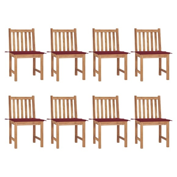 vidaXL Gartenstühle 8 Stk. mit Kissen Massivholz Teak