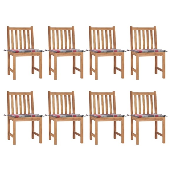 vidaXL Gartenstühle 8 Stk. mit Kissen Massivholz Teak