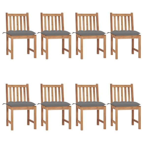 vidaXL Gartenstühle 8 Stk. mit Kissen Massivholz Teak