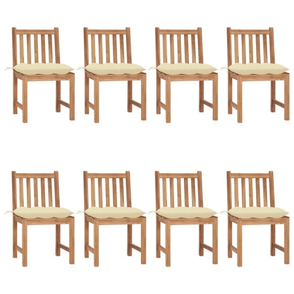 vidaXL Gartenstühle 8 Stk. mit Kissen Massivholz Teak