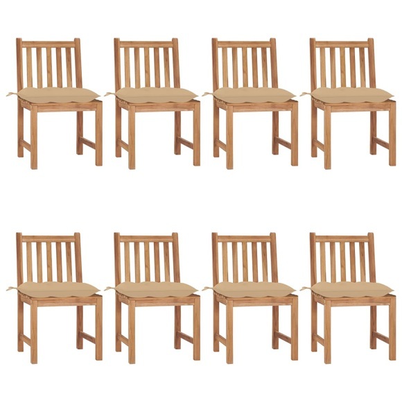 vidaXL Gartenstühle 8 Stk. mit Kissen Massivholz Teak