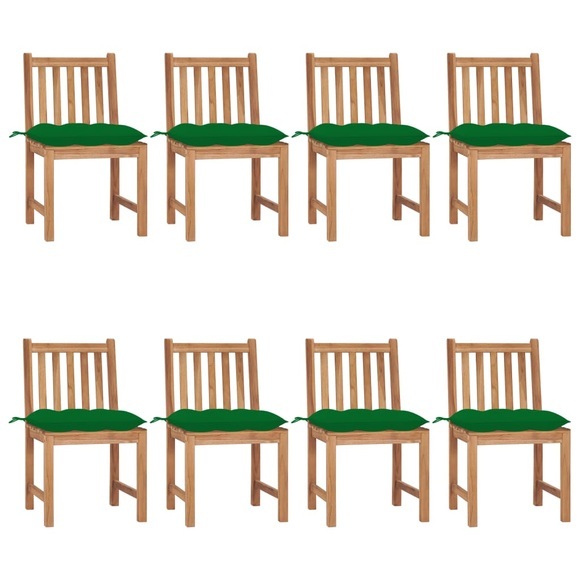 vidaXL Gartenstühle 8 Stk. mit Kissen Massivholz Teak