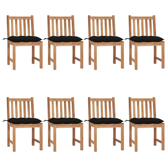 vidaXL Gartenstühle 8 Stk. mit Kissen Massivholz Teak