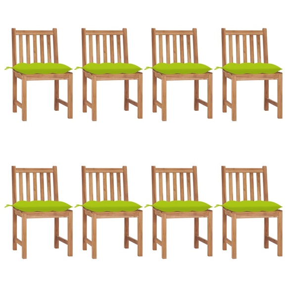 vidaXL Gartenstühle 8 Stk. mit Kissen Massivholz Teak