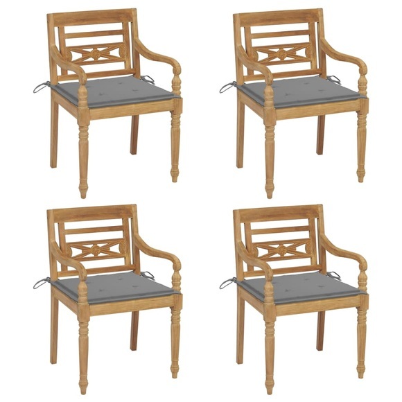 vidaXL Batavia-Stühle mit Kissen 4 Stk. Massivholz Teak