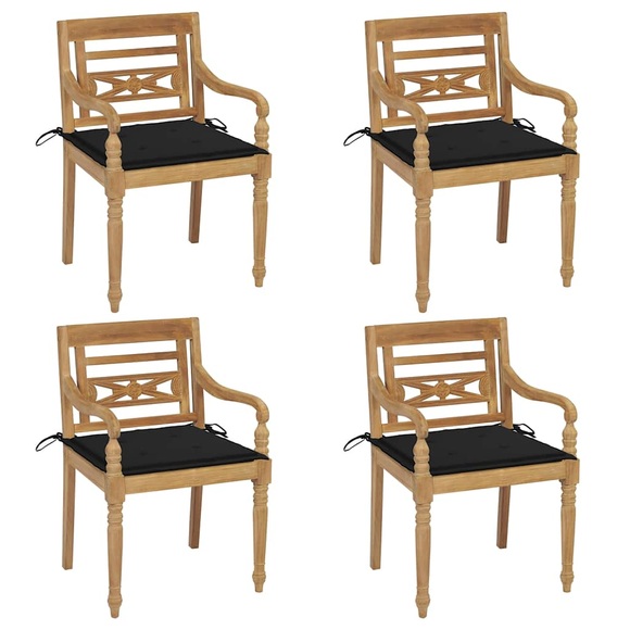 vidaXL Batavia-Stühle mit Kissen 4 Stk. Massivholz Teak