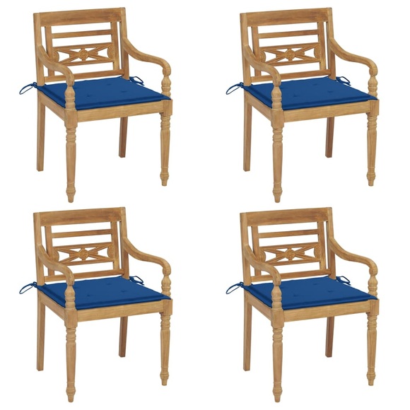vidaXL Batavia-Stühle mit Kissen 4 Stk. Massivholz Teak