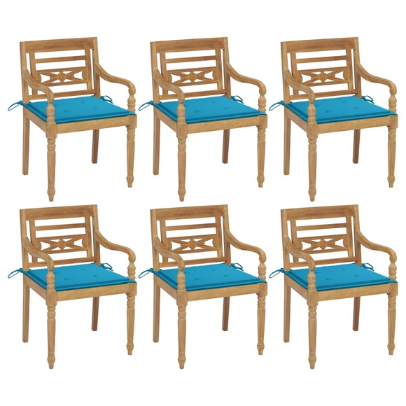 vidaXL Batavia-Stühle mit Kissen 6 Stk. Massivholz Teak