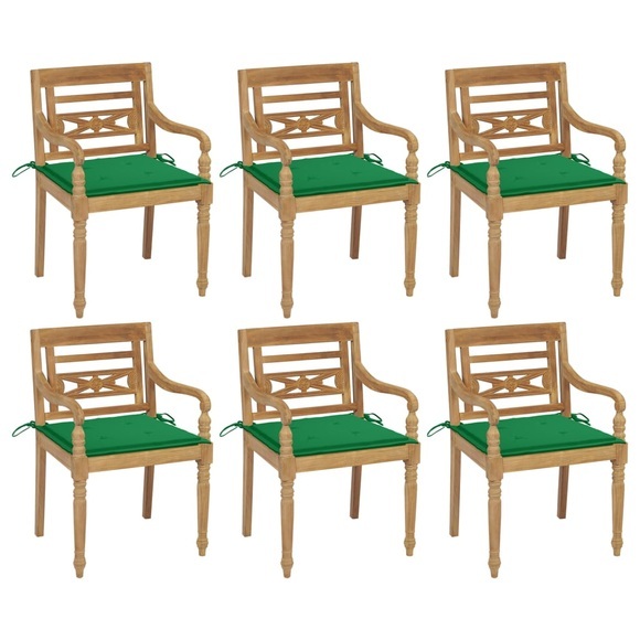 vidaXL Batavia-Stühle mit Kissen 6 Stk. Massivholz Teak