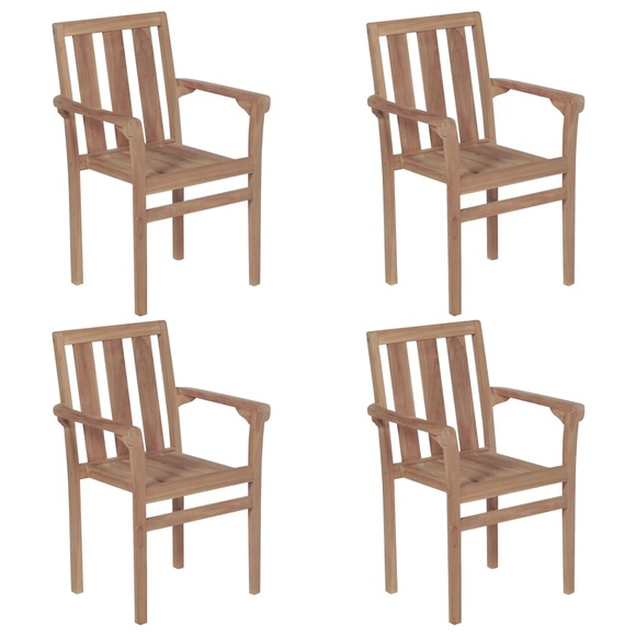vidaXL Stapelbare Gartenstühle 4 Stk. Massivholz Teak