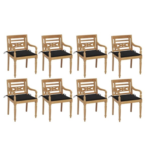 vidaXL Batavia-Stühle mit Kissen 8 Stk. Massivholz Teak