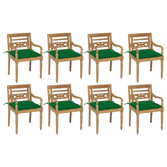 vidaXL Batavia-Stühle mit Kissen 8 Stk. Massivholz Teak