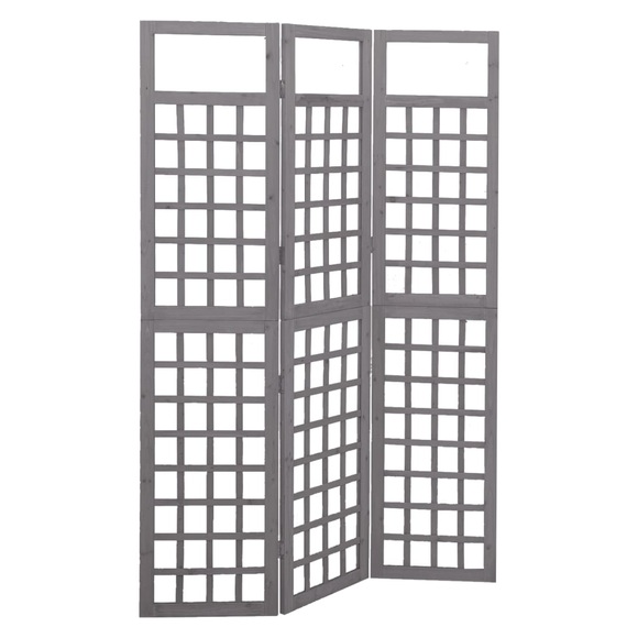 vidaXL 3-tlg. Paravent/Spalier Massivholz Tanne Grau 121x180 cm