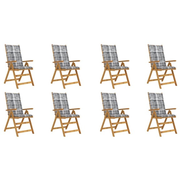 vidaXL Klappbare Gartenstühle mit Kissen 8 Stk. Massivholz Akazie