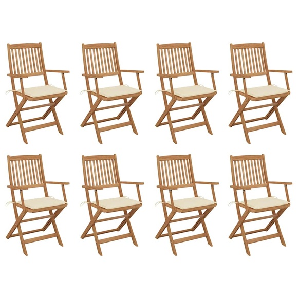 vidaXL Klappbare Gartenstühle mit Kissen 8 Stk. Massivholz Akazie