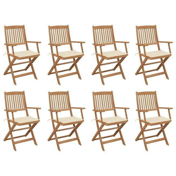 vidaXL Klappbare Gartenstühle mit Kissen 8 Stk. Massivholz Akazie